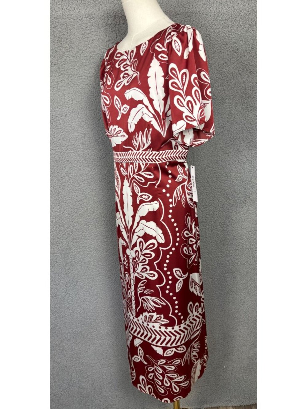 Maggy London Women'sTropical Print Midi Dress 16 V-Back Short Sleeves Multi NWTs - Picture 5 of 8
